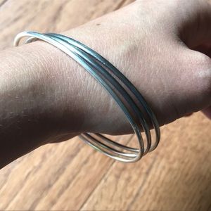 Set of 3 thin silver bangle bracelet